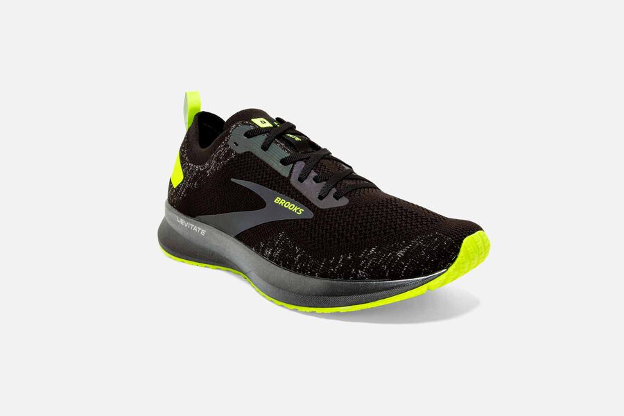 Brooks Levitate 4 Road Running Shoes Mens Black/Green 193042-YGQ